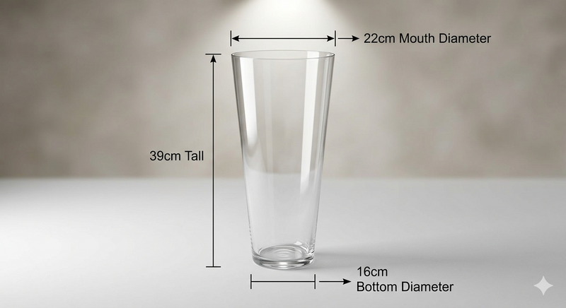 Conical Glass Flower Vase 39cm×22cm×16 | Premium Quality | Best Sell Online