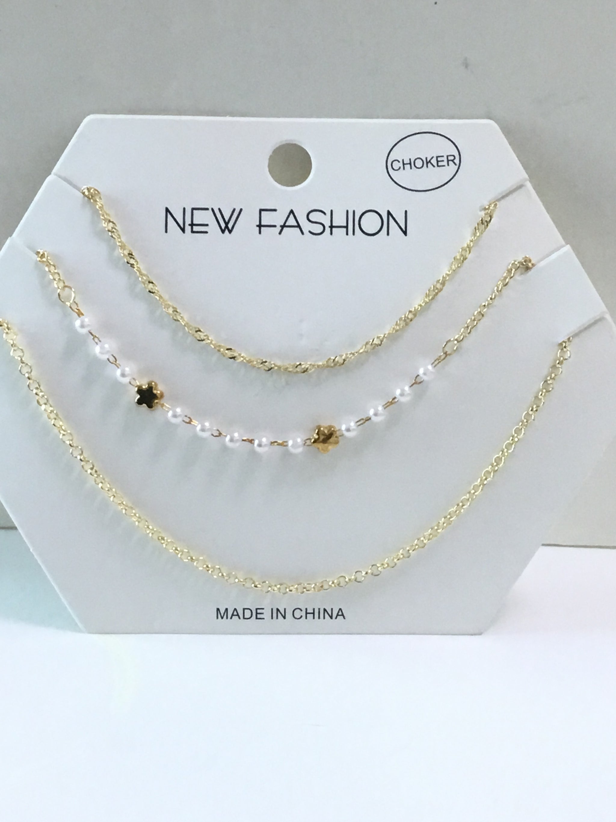 New Fashion Choker Set - Flower & Pearl - 00C-1