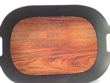 Black-Wooden Design Plastic Tray - NA - 76388-P