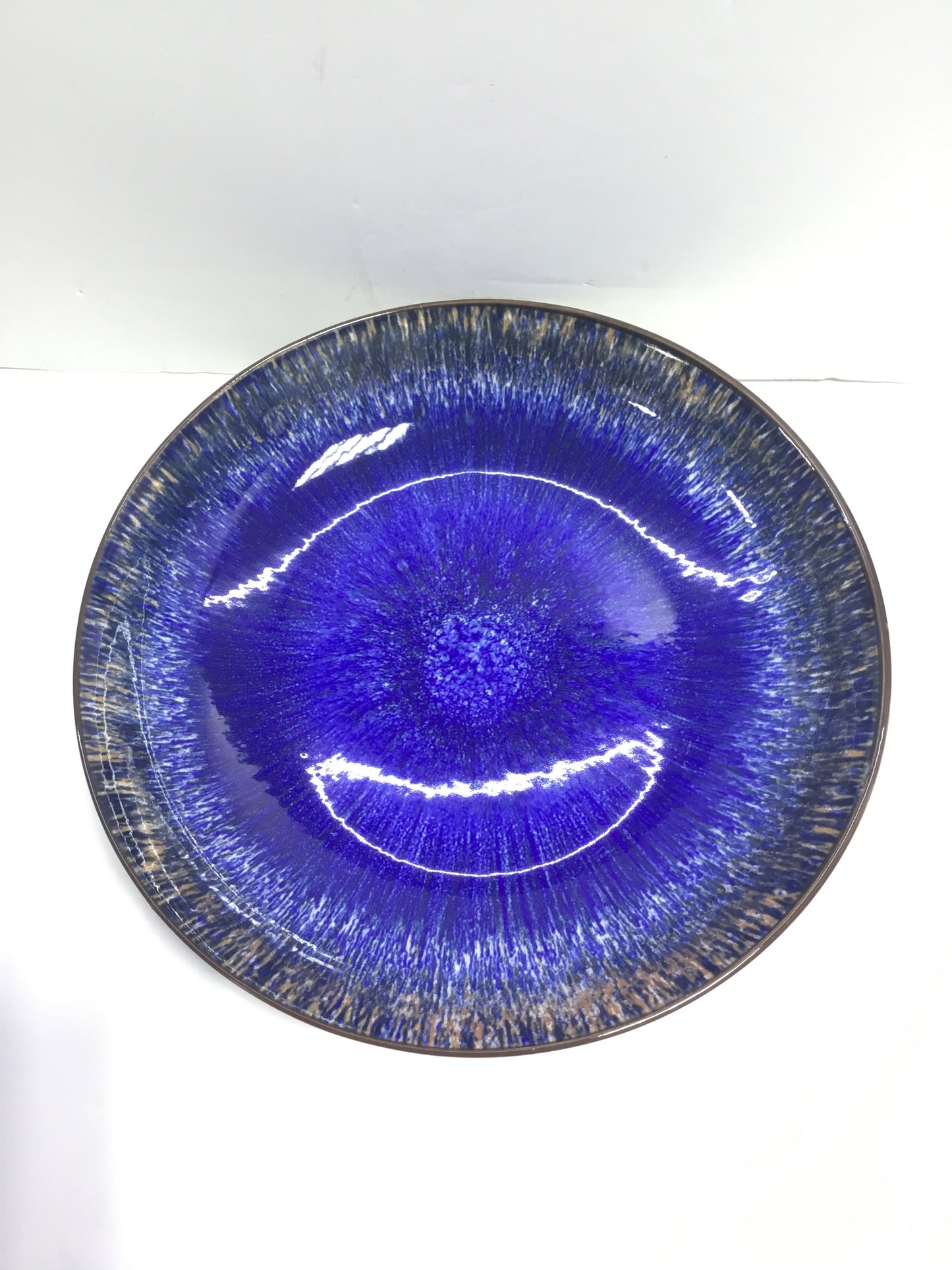 FR Blue With Golend Shade Round Ceramic  Dish-M