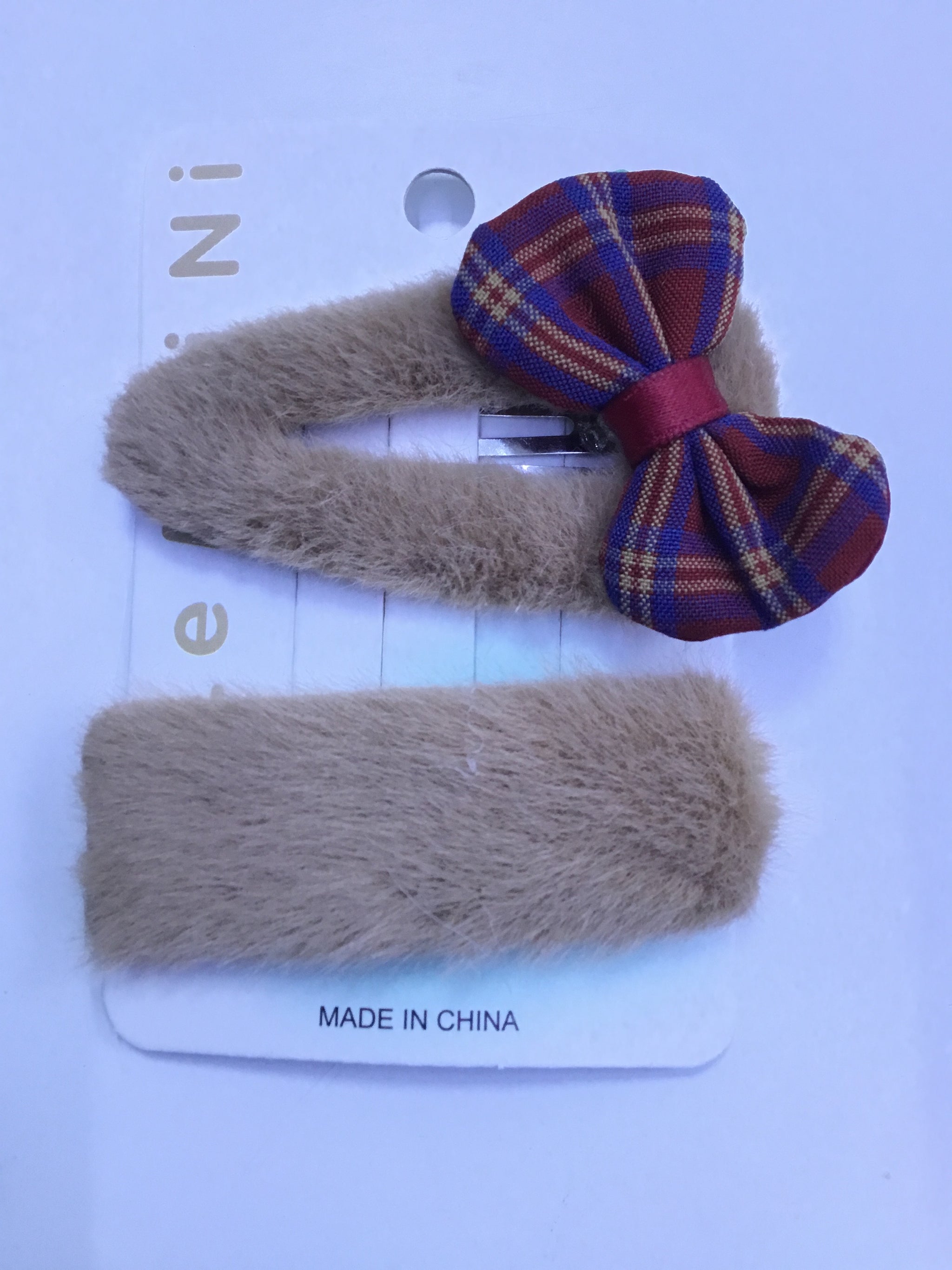 2PCS Plush Hair Clip Set (Checked Red)| Premium Quality | Best Sell Online