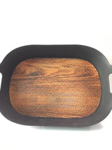Black-Wooden Design Plastic Tray - NA - 76388-P