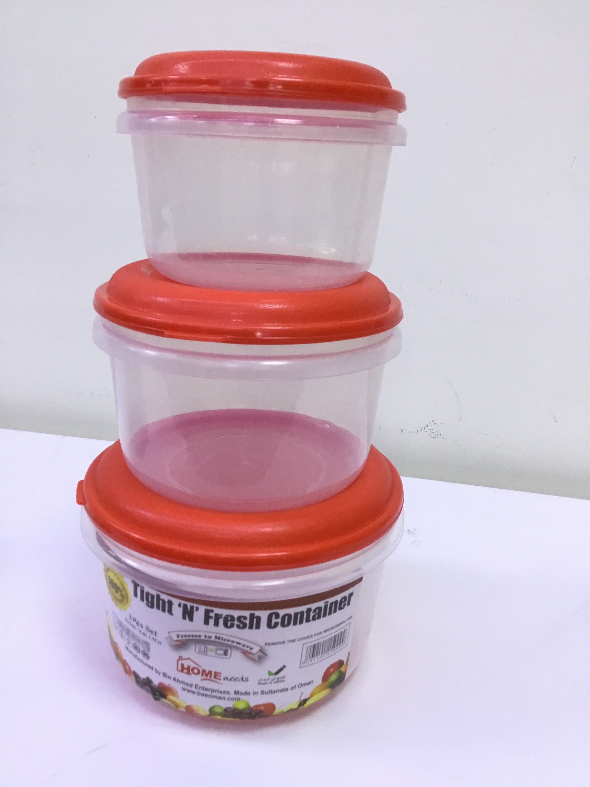 Tight N Fresh Round Container Set- Red Cover (3pcs) - 625ml, 1Ltr, 1.5Ltr | Premium Quality - Best Sell Online