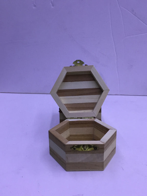 Hexagonal Wooden Jewelry & Keepsake Box