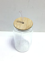 FR Glass Drinking Jar With Bamboo Lid
