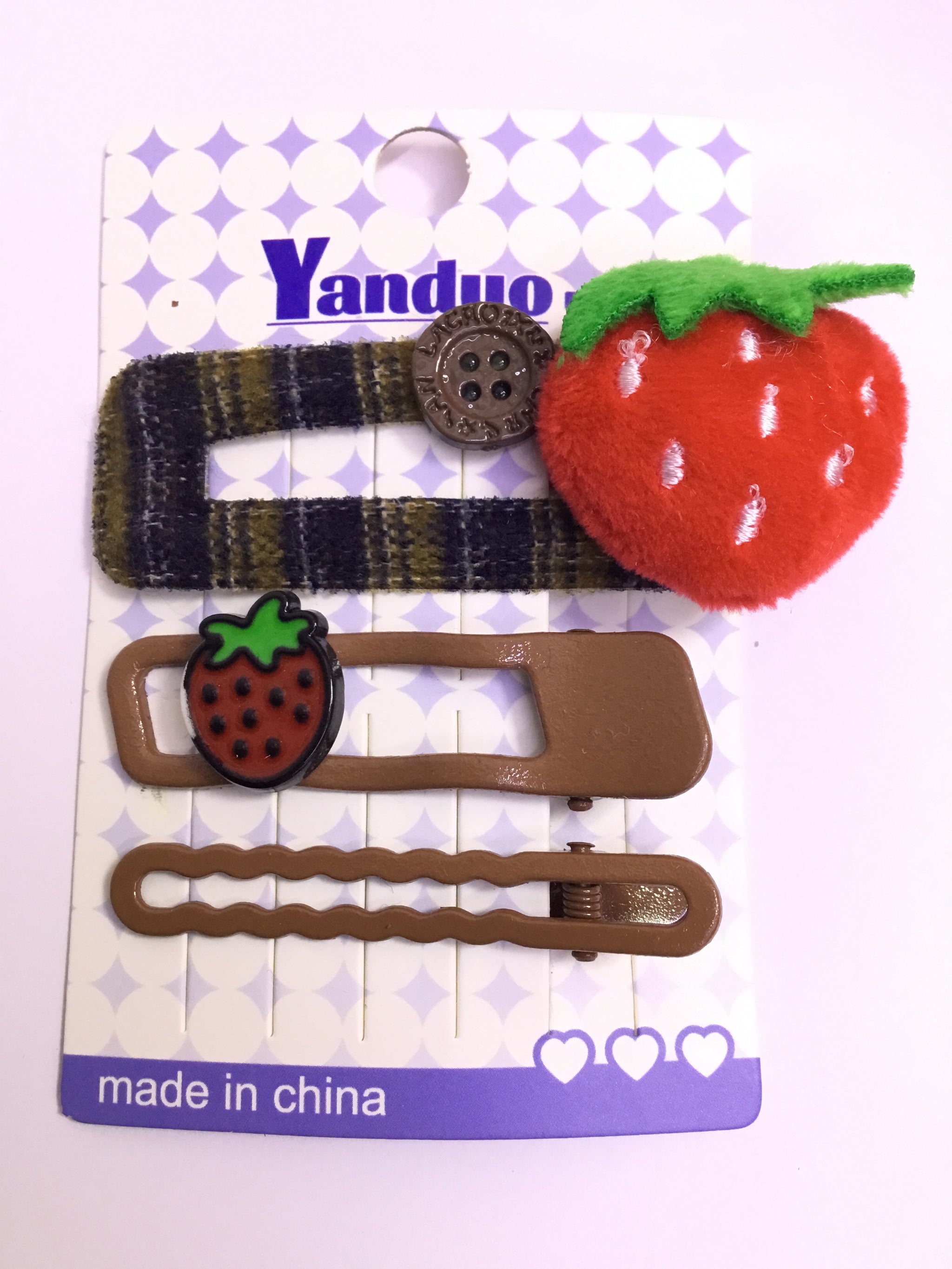 Yanduo Elegant Strawberry hair Clip Set - AA1 (3pcs) |Premium Quality| Best Sell Online