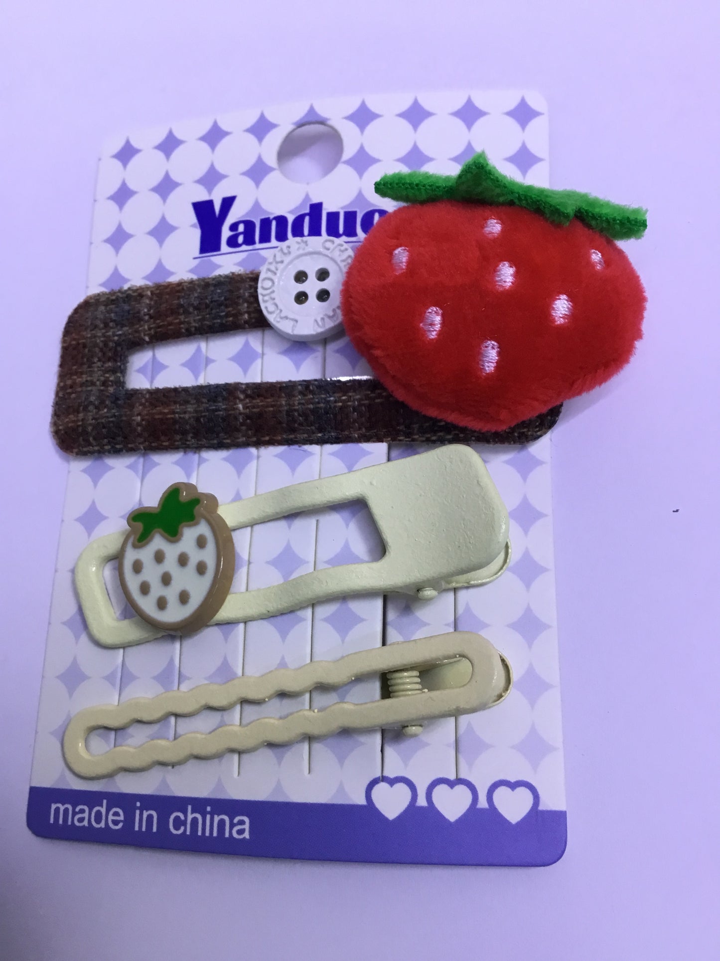Yanduo Elegant Strawberry hair Clip Set  - AB2 (3pcs)| Premium Quality| Best Sell Online