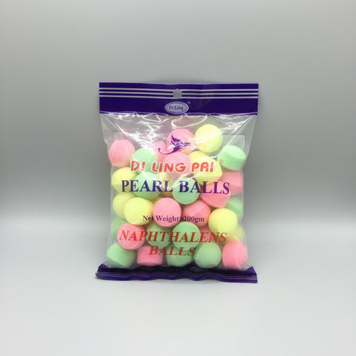 Packaged colorful balls with visible brand name on a white background