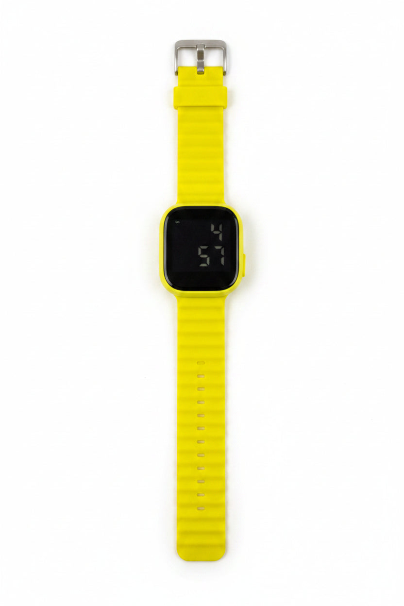 Yellow Silicone Rubber Digital Smart Watch 0X6 - Durable & Comfortable