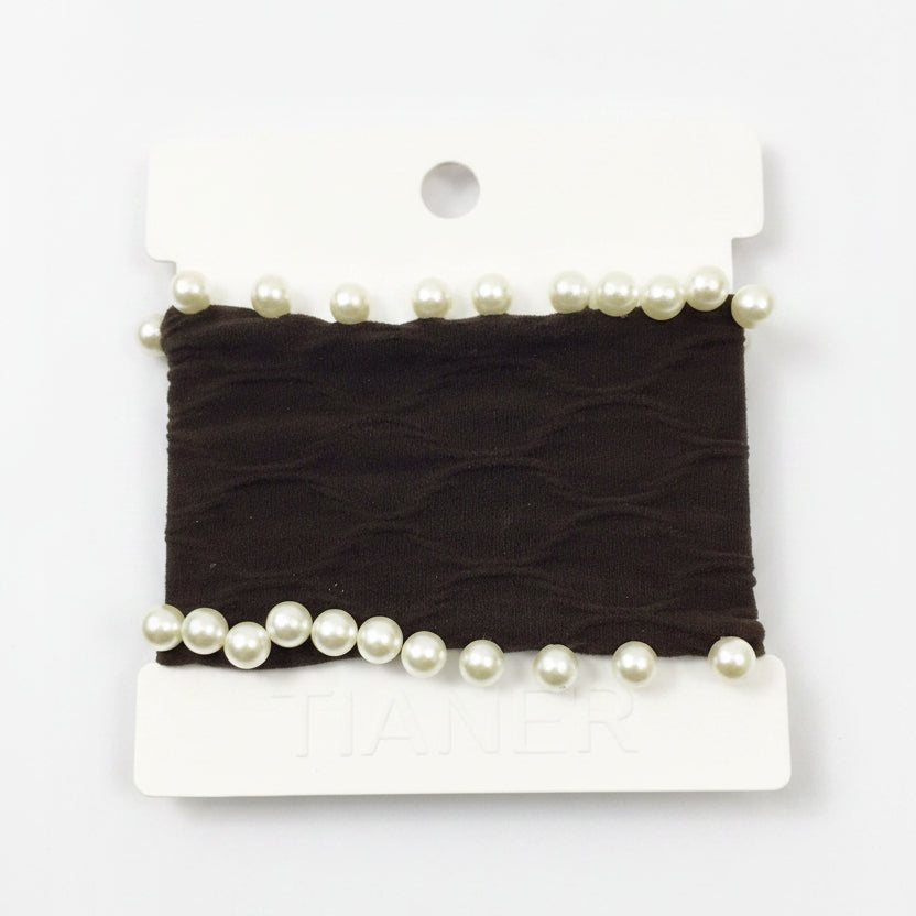 Tianer Pearl Elastic Hair Band - Dark Brown - Q-YWZYSP 001-2024- 08 - Premium Quality | Best Sell Online
