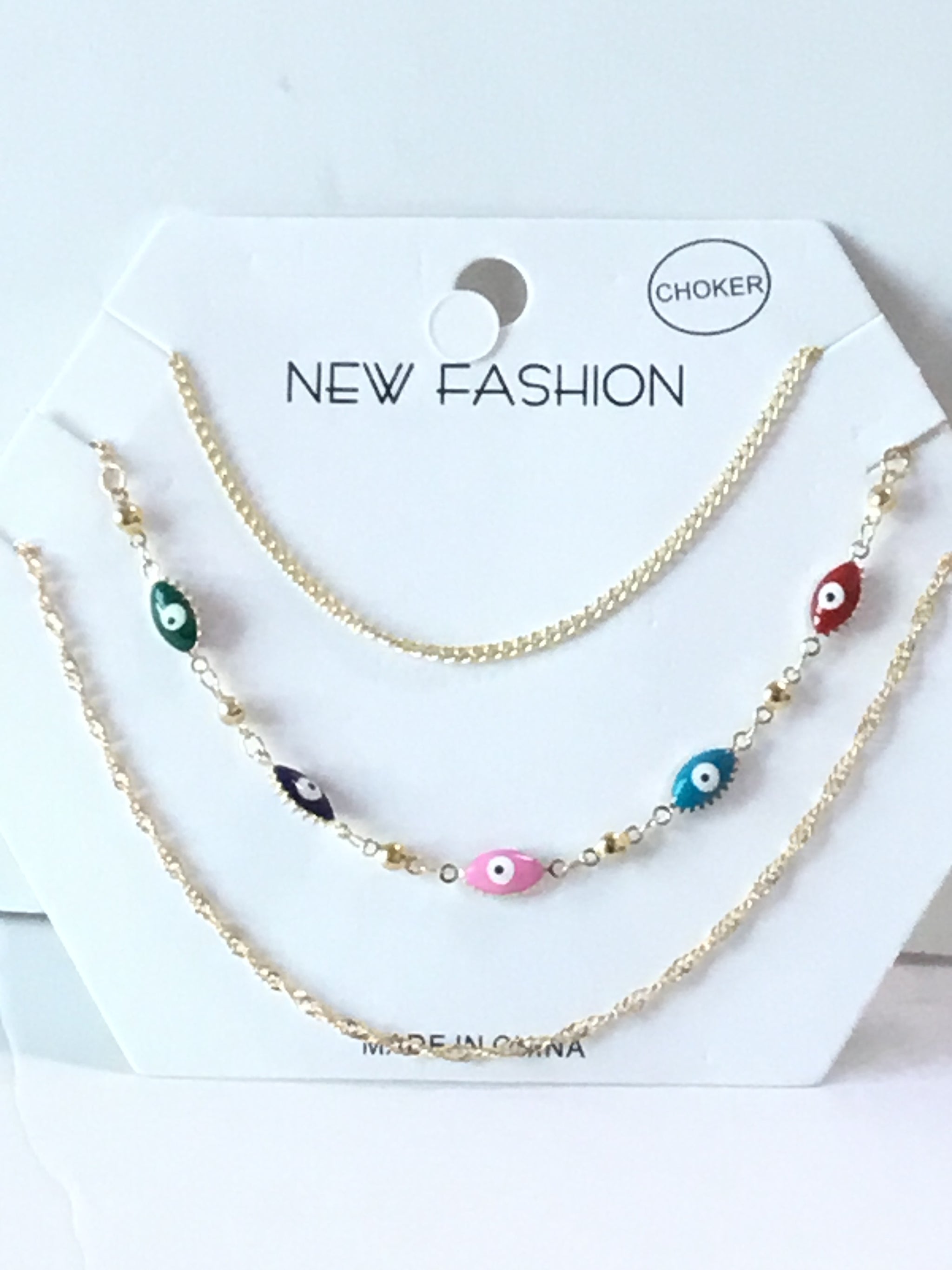 New Fashion Turkish Eye Colored Choker - 00C6