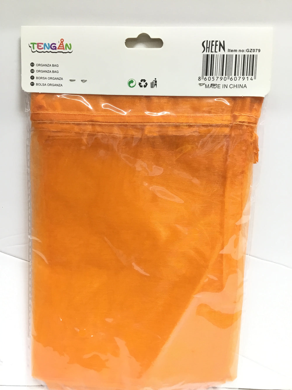 FR Orange Organza Gift Pouch-GZ079- 15*21cm - 5pc