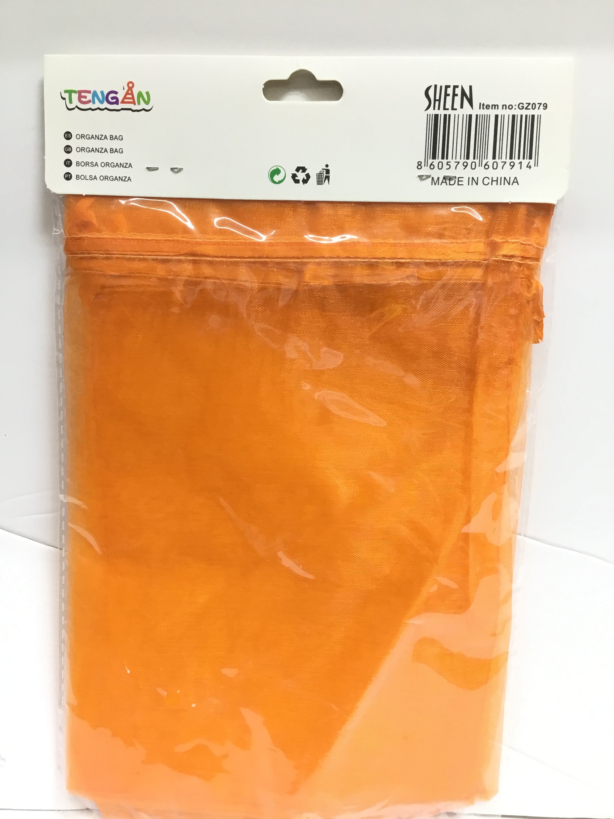Orange Organza Gift Pouch-GZ079- 15*21cm - 5pc