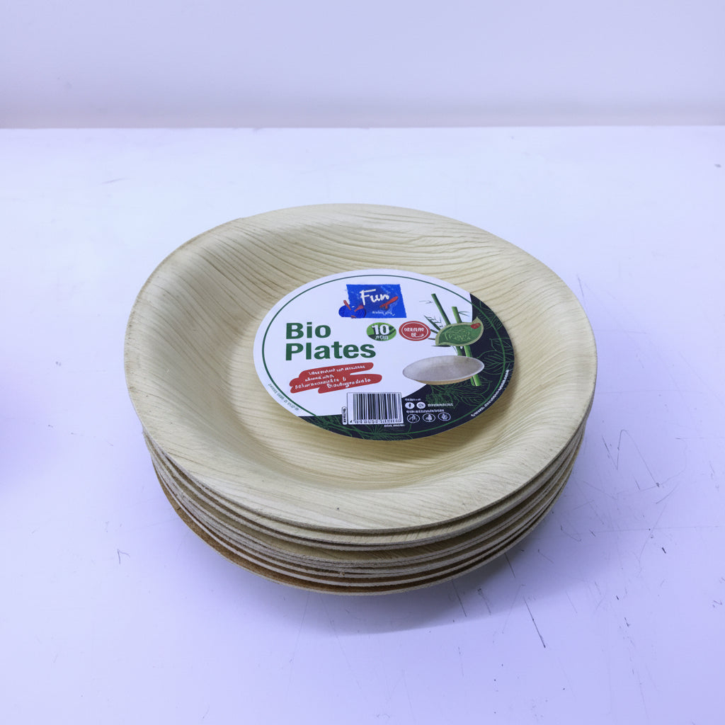 Fun Round Bio Plates - 10pcs (6-Inch, Microwave Safe)