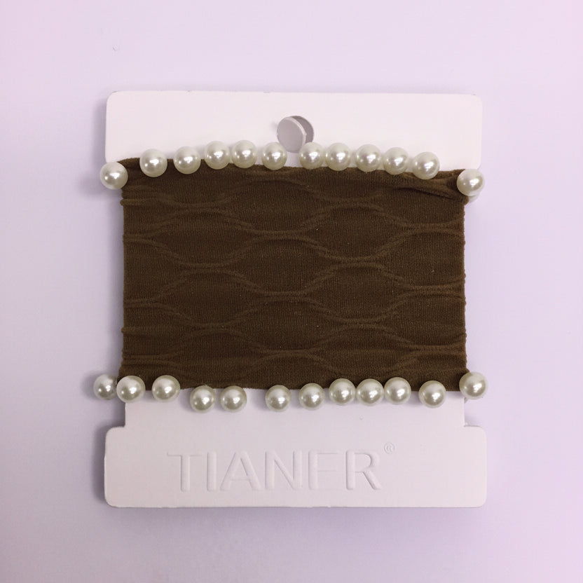 Tianer Pearl Elastic Hair Band - Coffee Brown - Q-YWZYSP 001-2024- 08 - Premium Quality | Best Sell Online