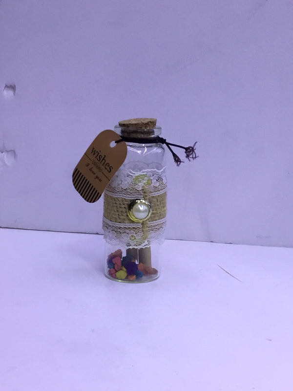 Decorative Glass Bottle with Dried Flowers & Cork Stopper
