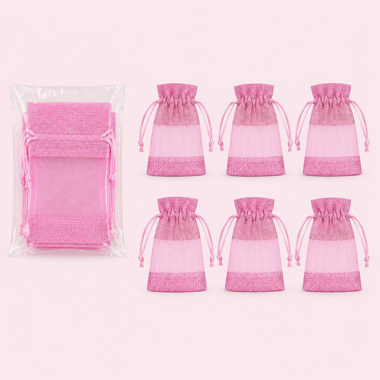 Stylish Pink Gift Bags-6pcs - Durable & Affordable