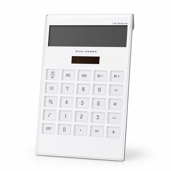 10-Digit Dual Power Solar Calculator (Black & Silver)- LR44