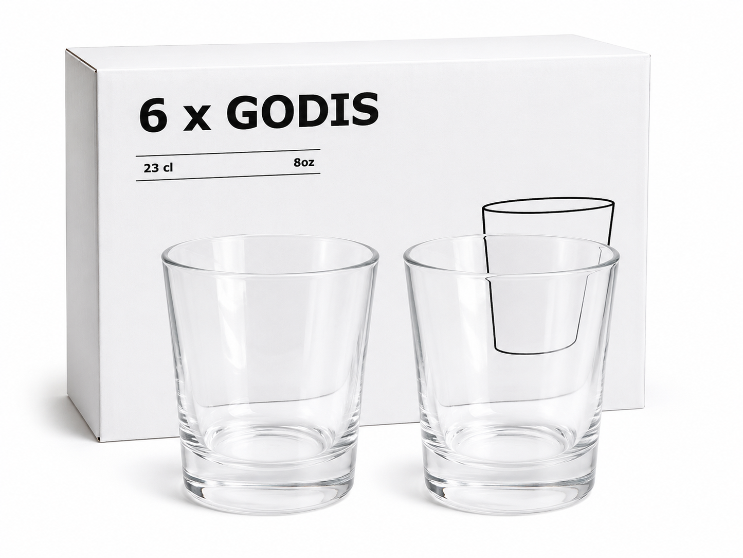 GODIS Clear Glass Tumbler Set – 6 Pieces (230ml)