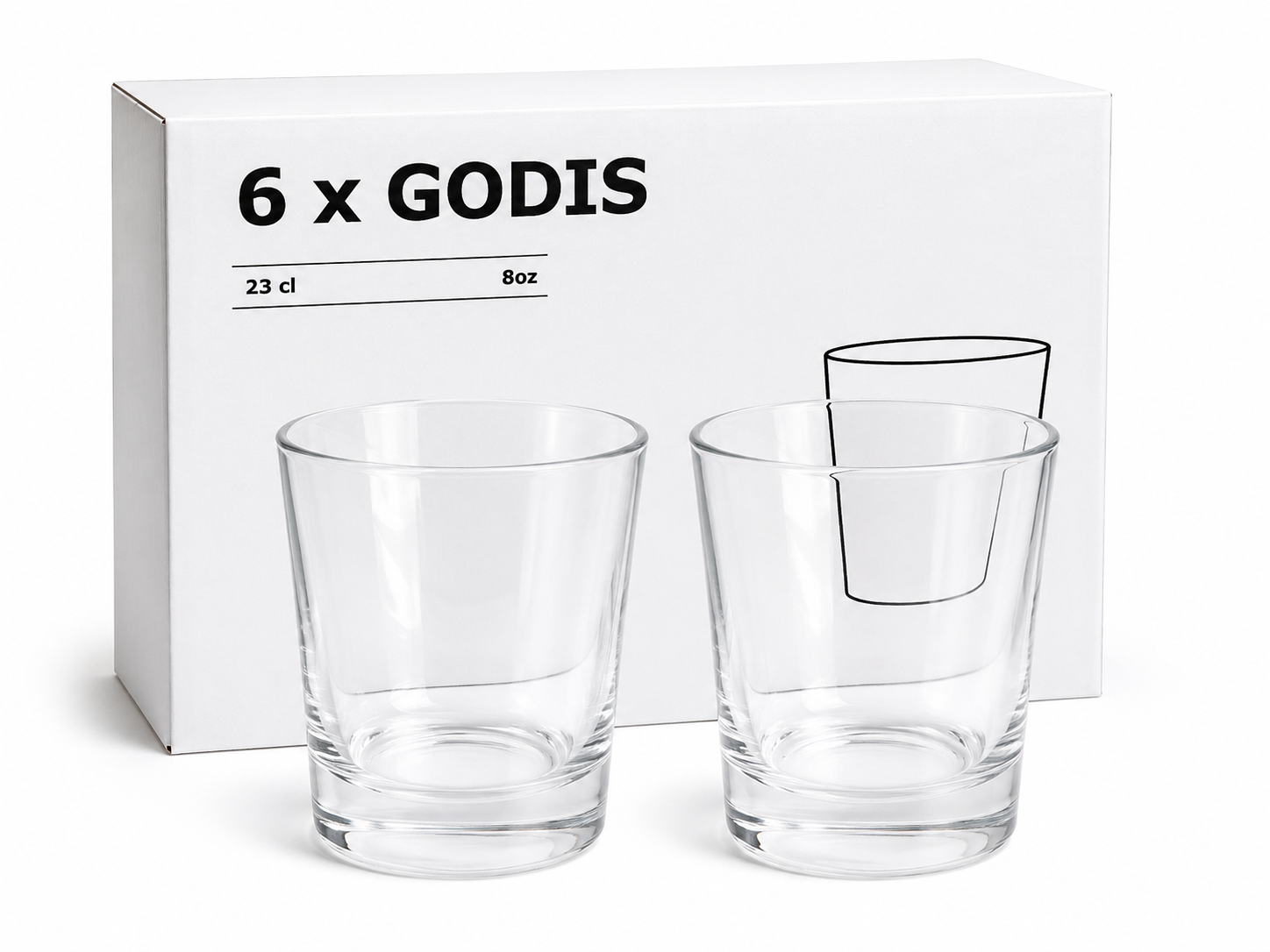 GODIS Clear Glass Tumbler Set – 6 Pieces (230ml)