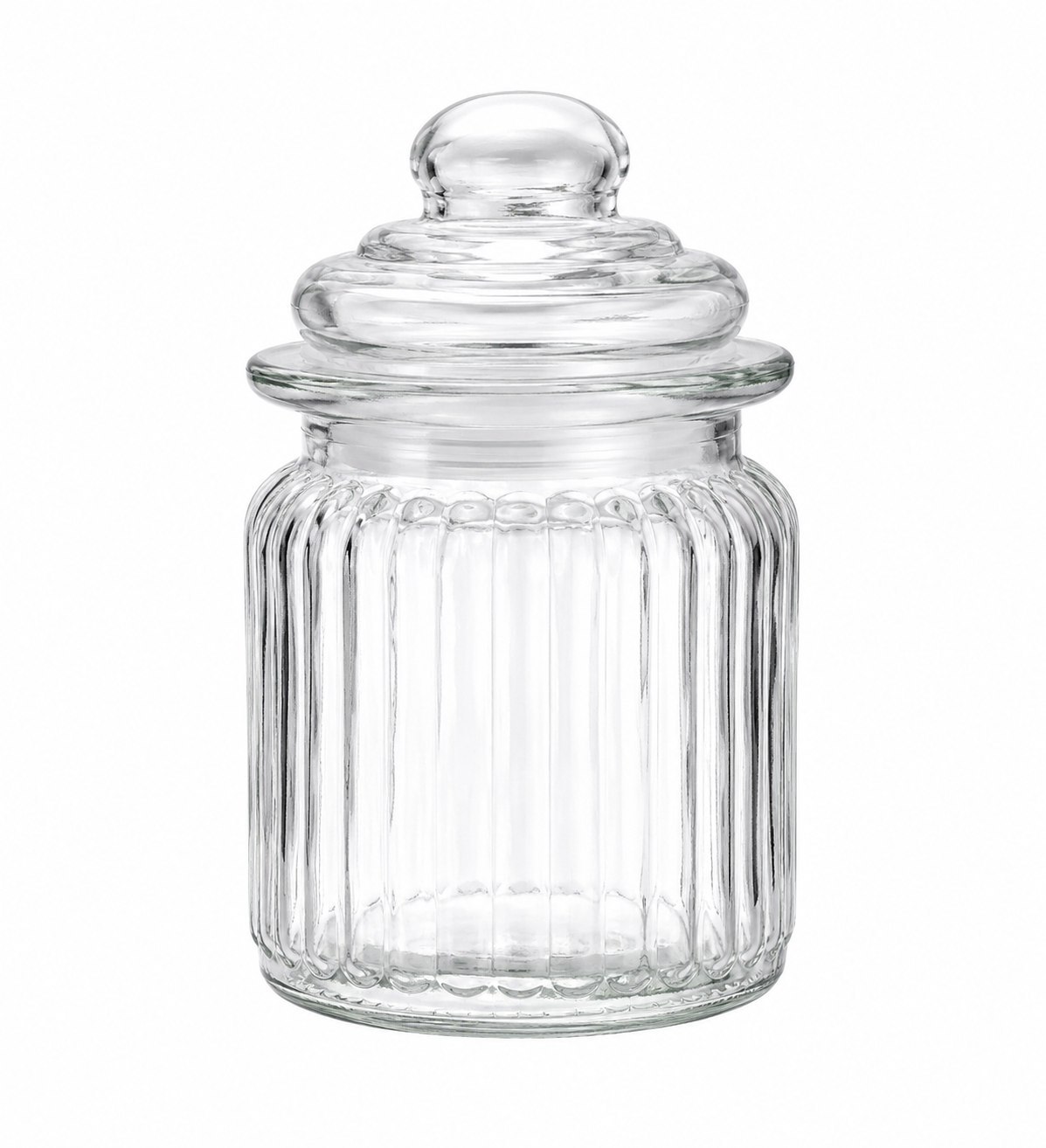Round Ribbed Glass Storage Jar 280ml - FT - 6700 - Premium Quality