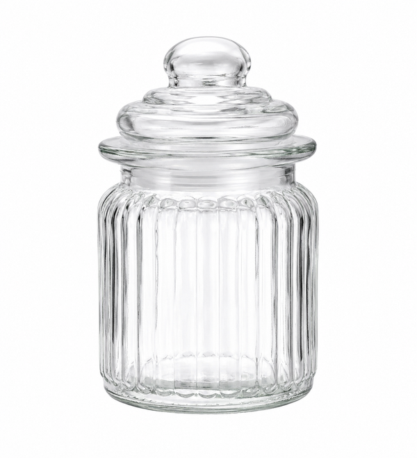 Round Ribbed Glass Storage Jar 280ml - FT - 6700 - Premium Quality