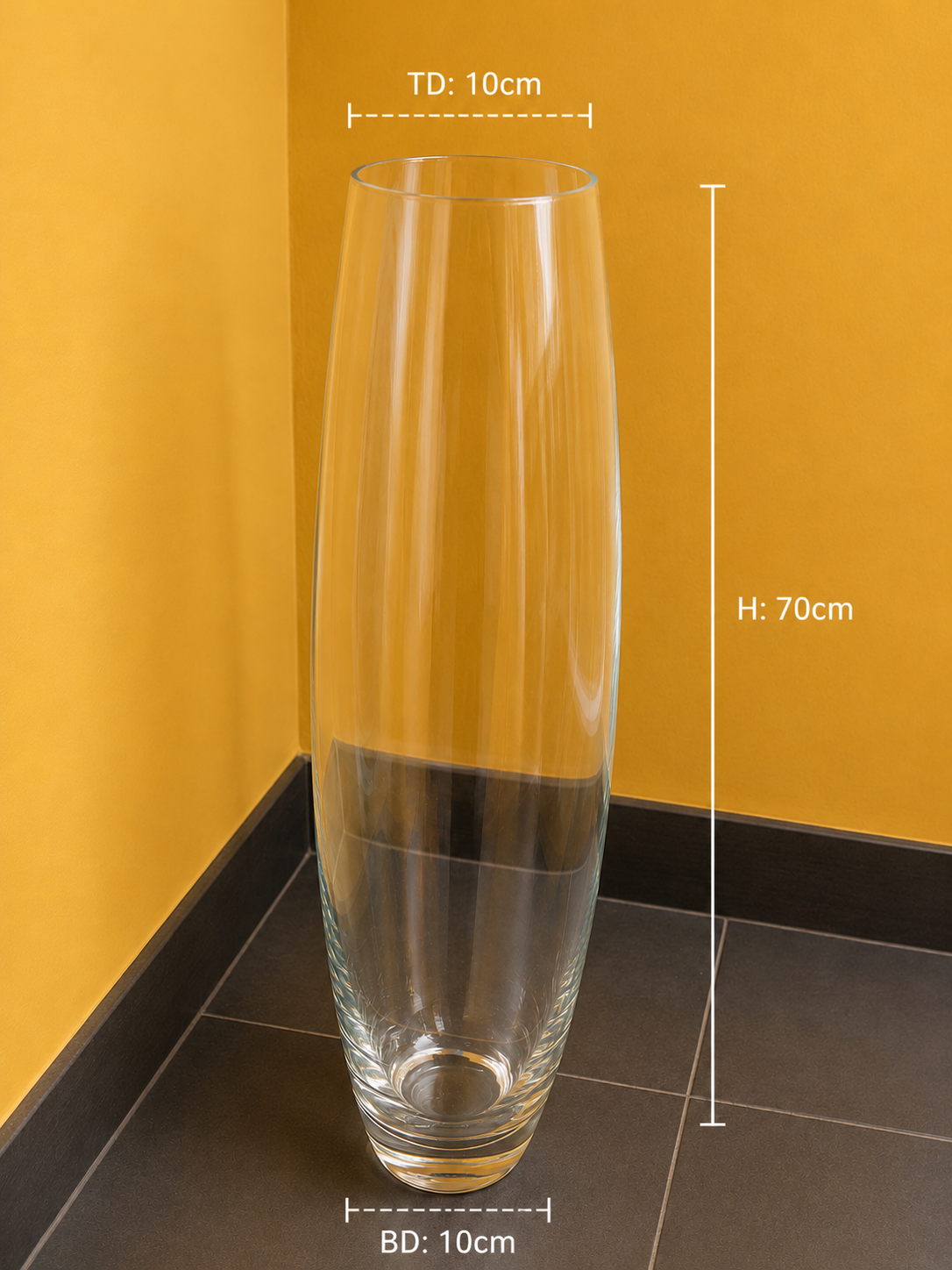 Oval Floor Glass Vase 10cm×70cm×10cm - 1 | Premium Quality | Best Sell Online