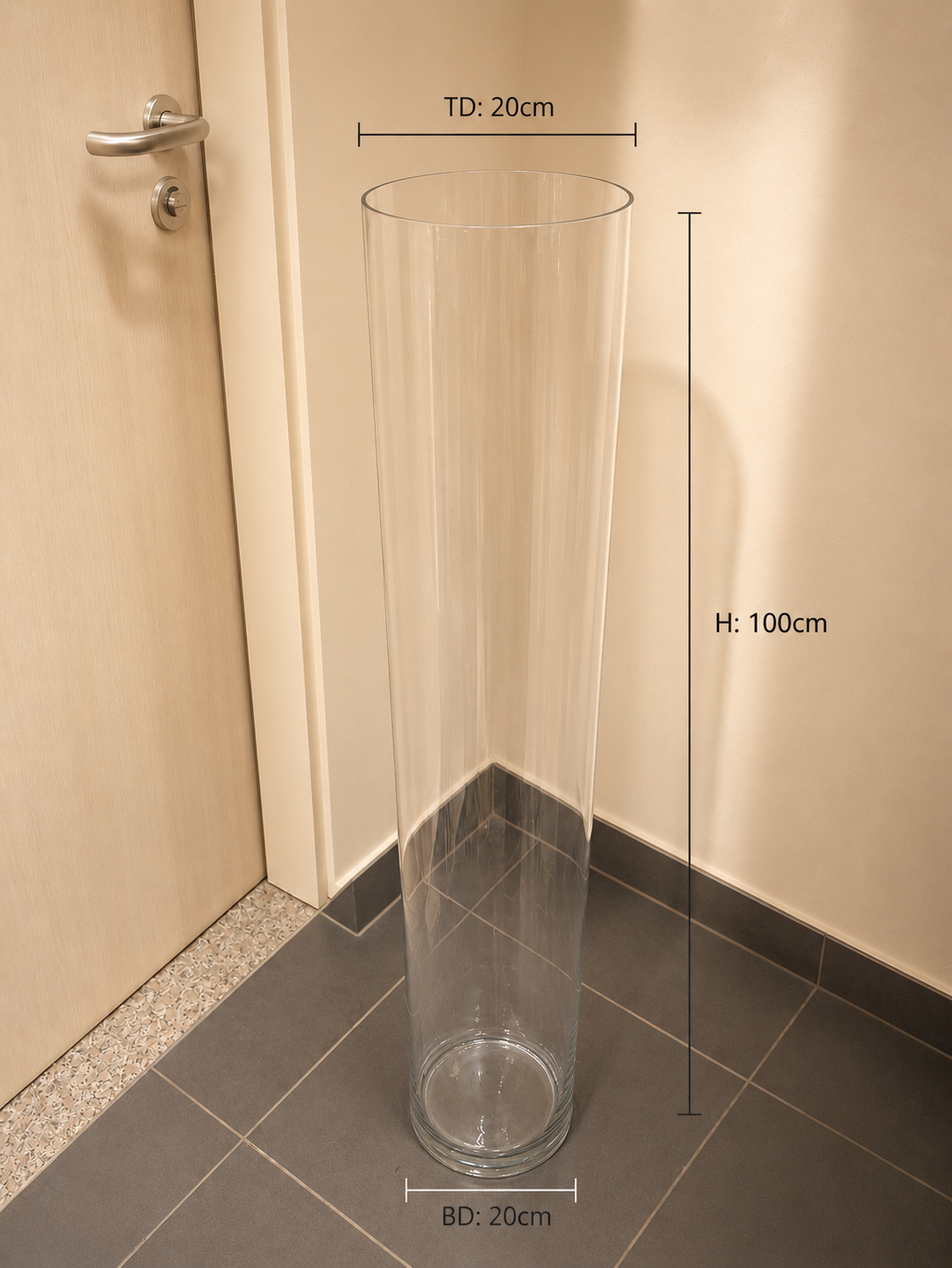 Clear Cylinder Glass Vase -XL-2 | 20cm×100cm×20cm