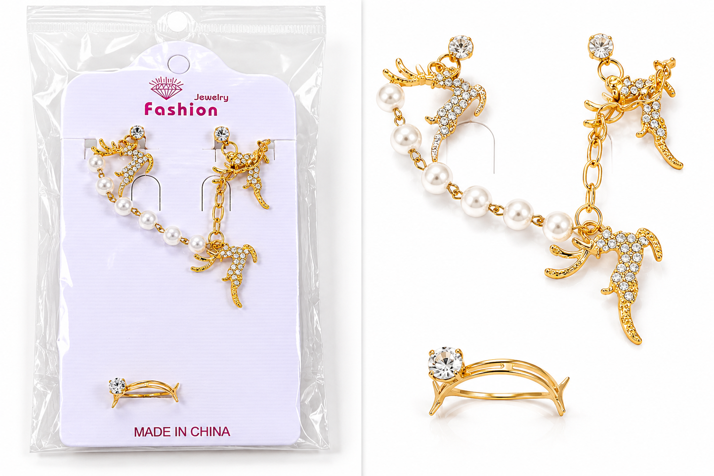 Golden Horse Necklace & Earrings Set - 0087HJ - Best Sell Online