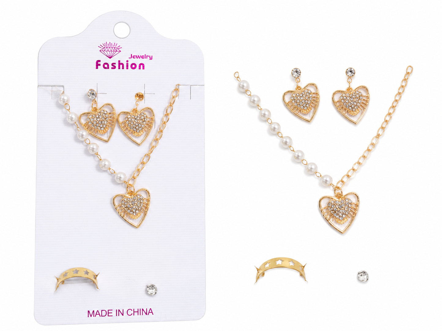 Sparkling Heart Pendant Jewelry Set-9000AZ-Best Sell Online