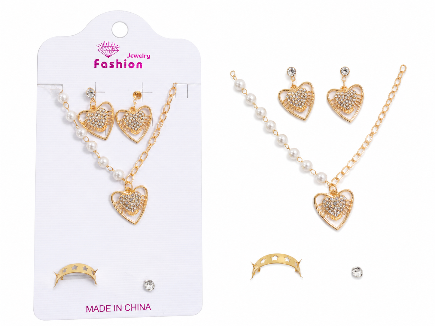 Sparkling Heart Pendant Jewelry Set-9000AZ-Best Sell Online