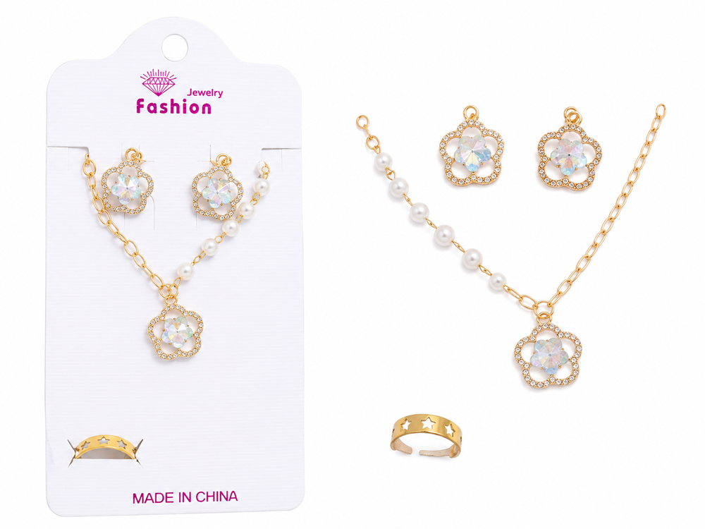 FR Crystal Flower Necklace Set - 98700QA - Best Sell Online
