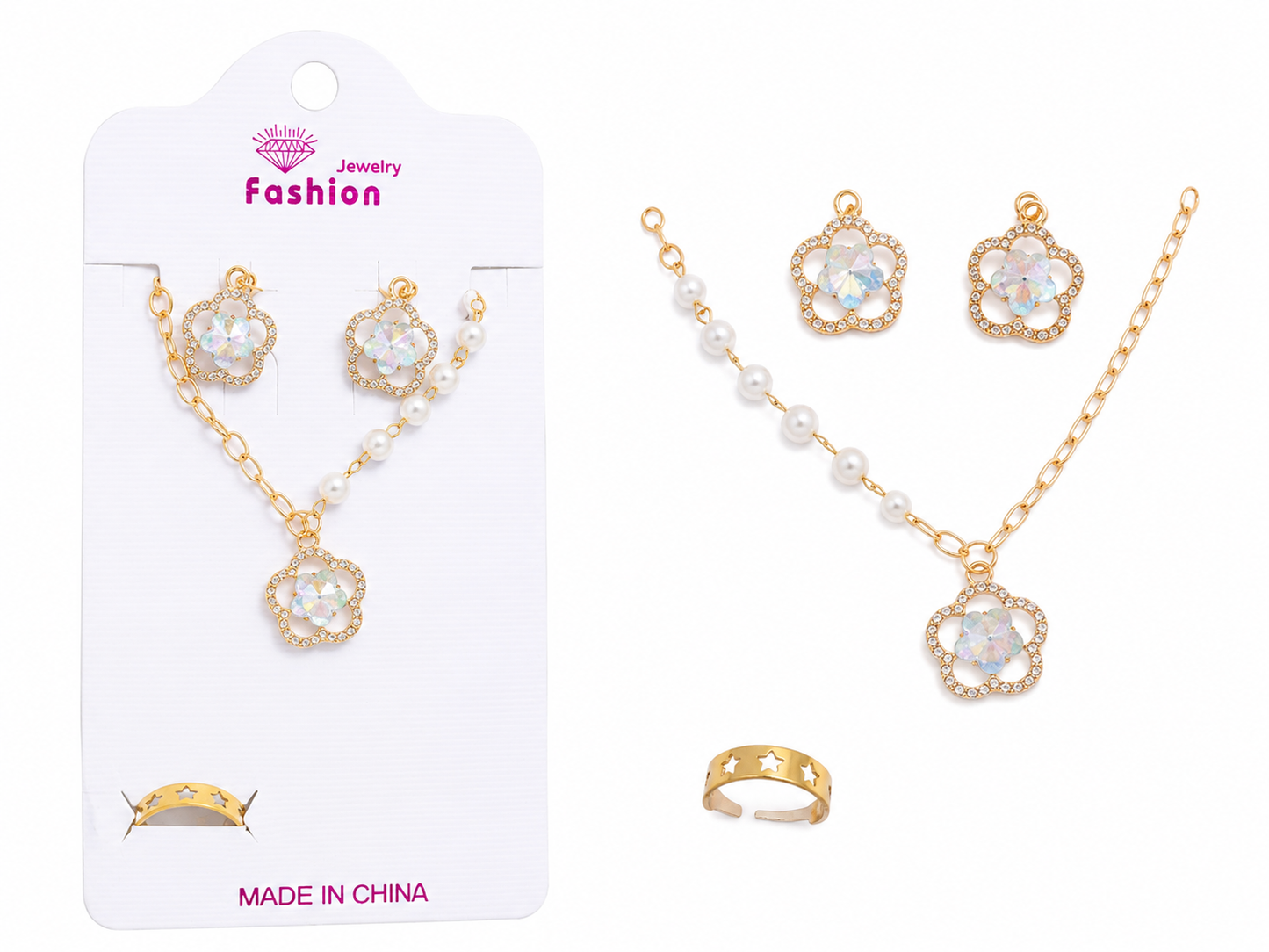 Crystal Flower Necklace Set - 98700QA - Best Sell Online