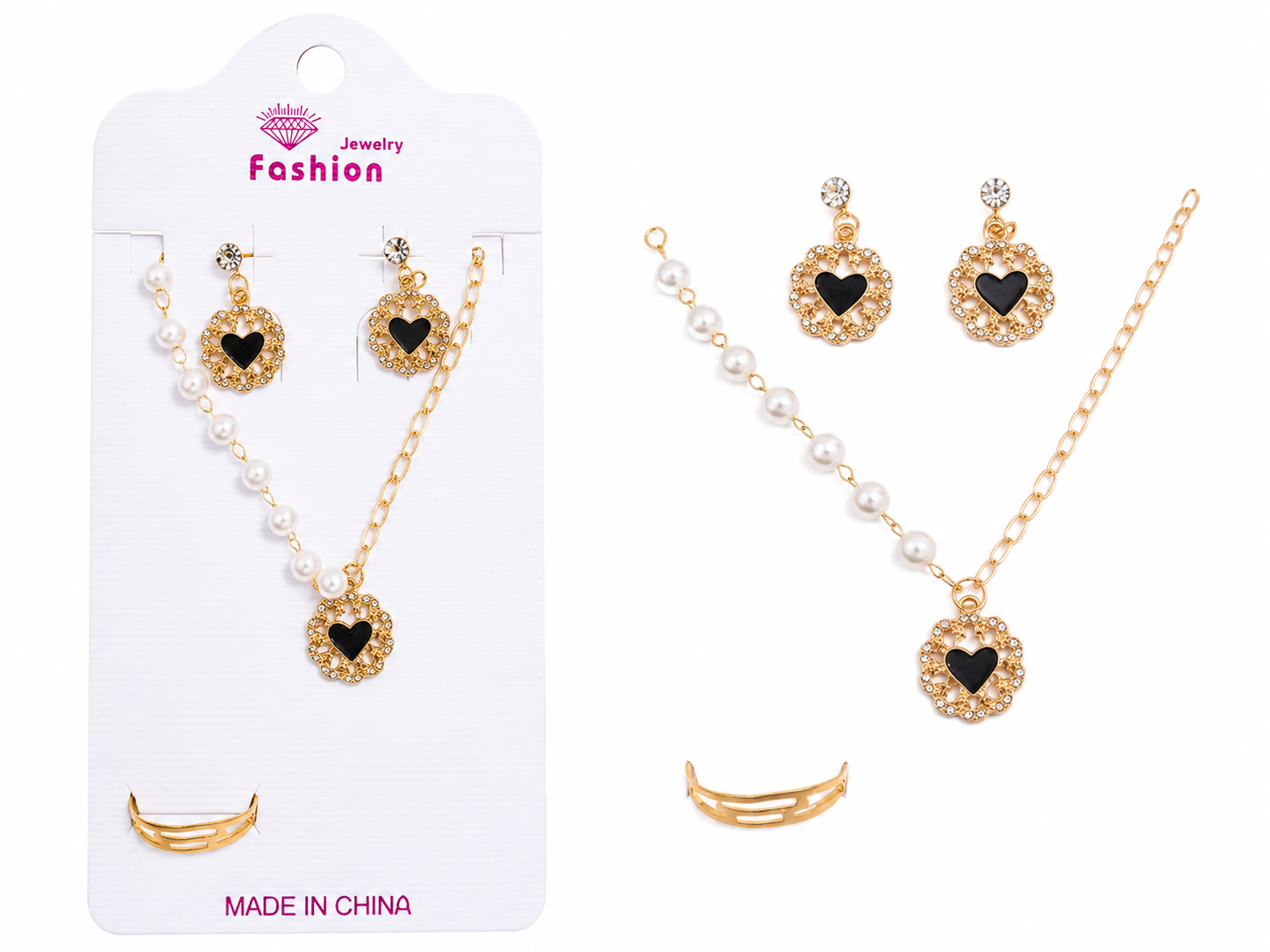 Crystal Heart Necklace Set - 0061 MD - Best Sell Online