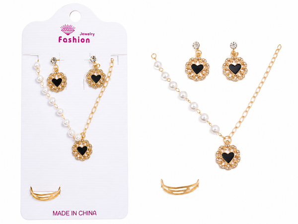 FR Crystal Heart Necklace Set - 0061 MD - Best Sell Online