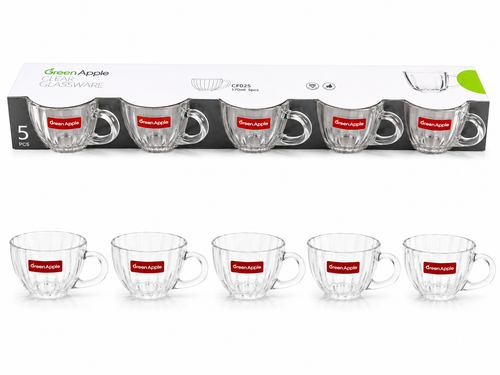 FR Elegant 5-Piece Green Apple Deli Tea Glass Set 170ml - CF025