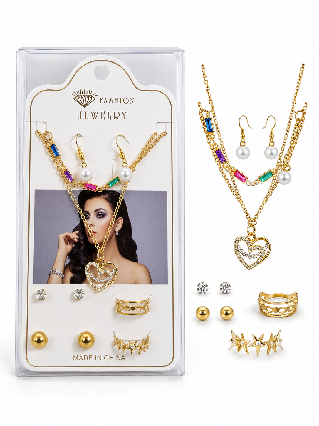 Golden Heart Pearl Charm Jewelry Set | Premium Quality - Best Price Online