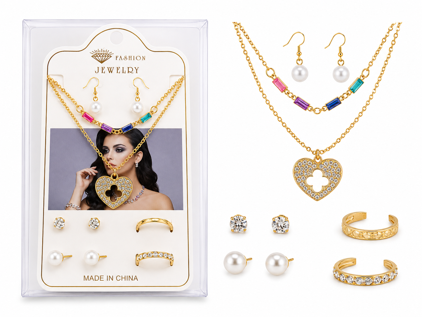 Rainbow Heart Elegance Necklace - 00878DF - Best Sell Online