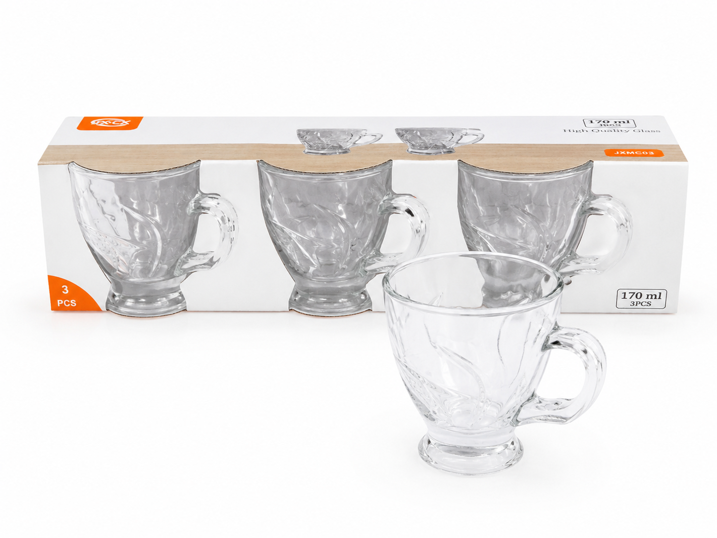 FR Glass Cup - 170ml - 3pcs - JXMG319-3K
