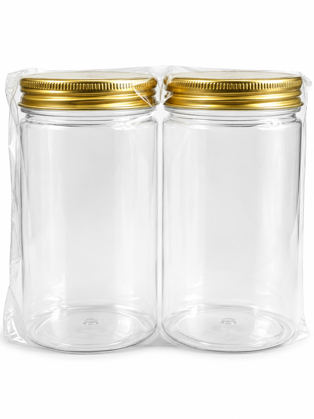 FR Multipurpose Storage Jar With Golden Cap - (6.5*12cm/350ml-2pcs)-NC-51658