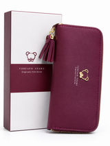 Women's Premium Leather Wallet - Dark Maroon - Durable & Stylish Design