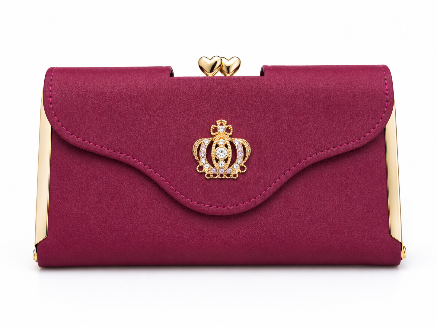 Women's Premium Crown Leather Wallet - Maroon - Durable & Stylish Design