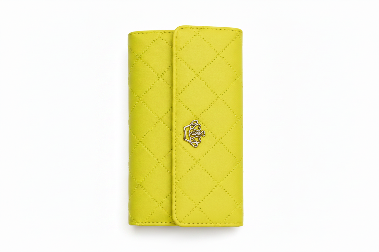 Women's Premium  Leather Wallet - Crown Yellow - Durable & Stylish Design