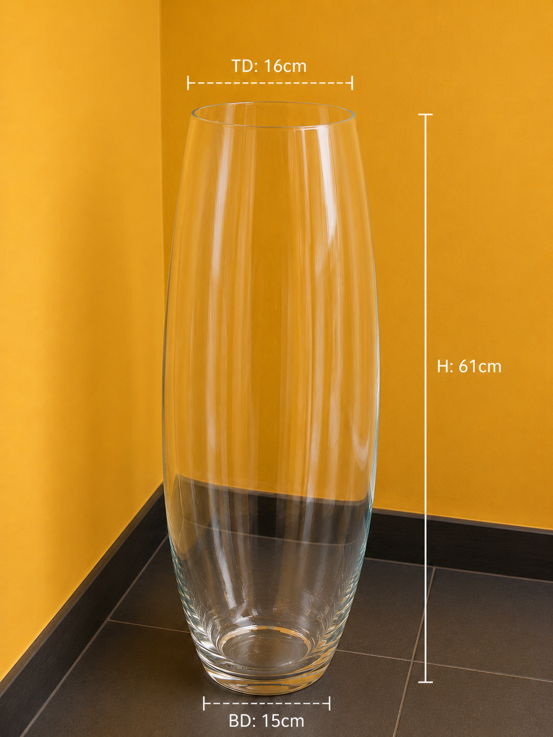 Oval Floor Glass Vase 16cm×61cm×15cm - 2 | Premium Quality | Best Sell Online