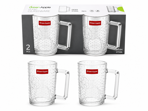 FR Premium 2x375ml Green Apple Juice Glass Set - Durable & Reliable