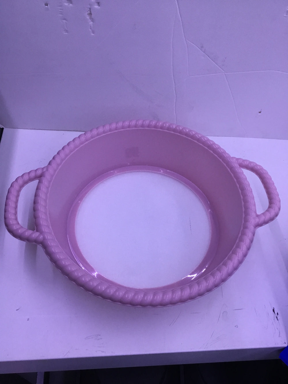 Round Plastic Serving Tray with Handles  light pink