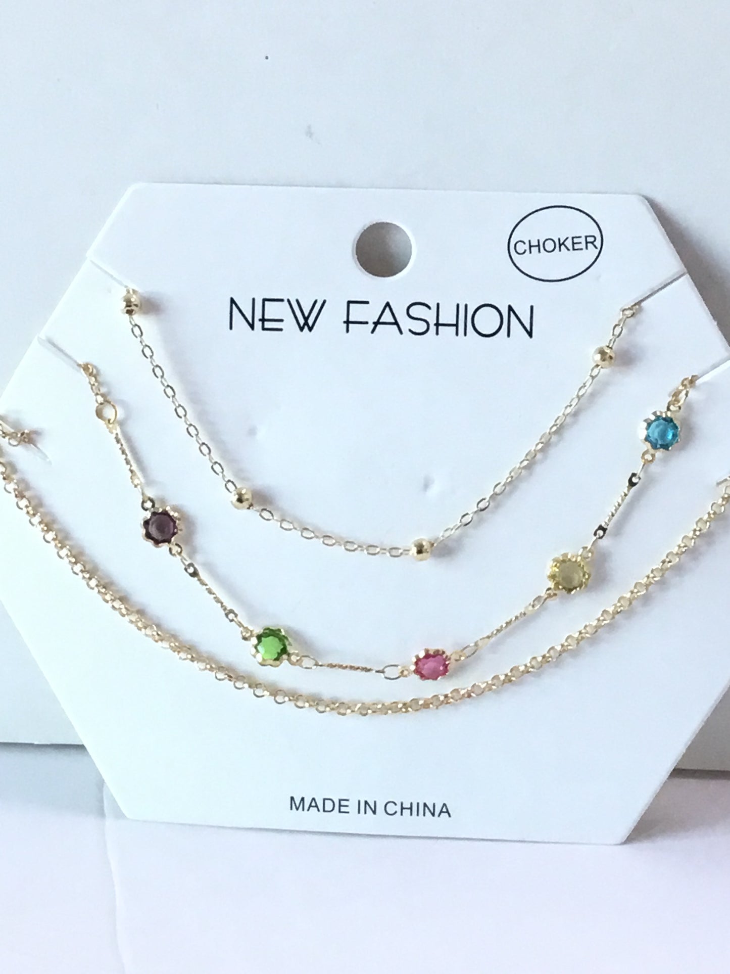 Multicolored Stone Choker - 00C7