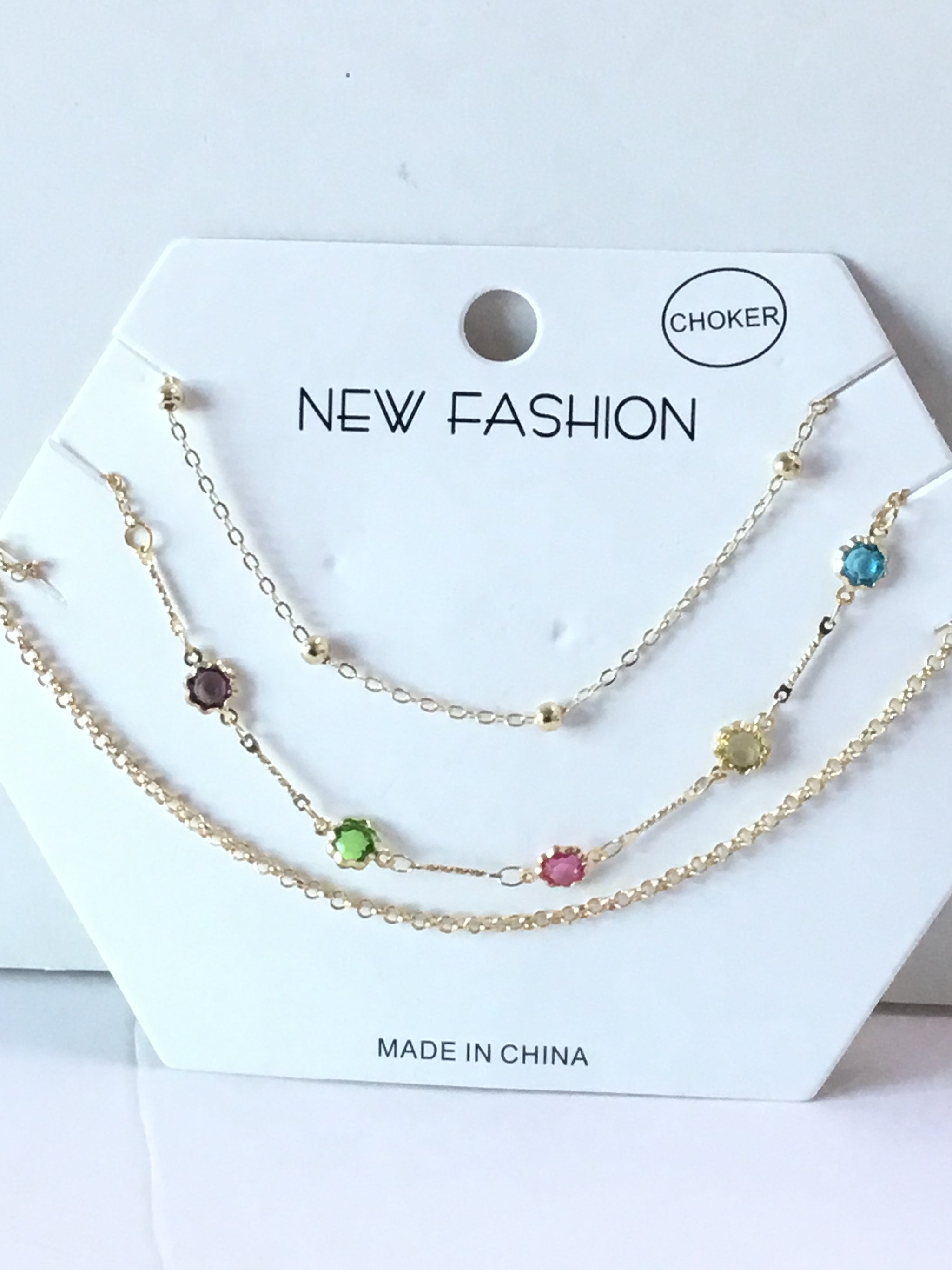 Multicolored Stone Choker - 00C7