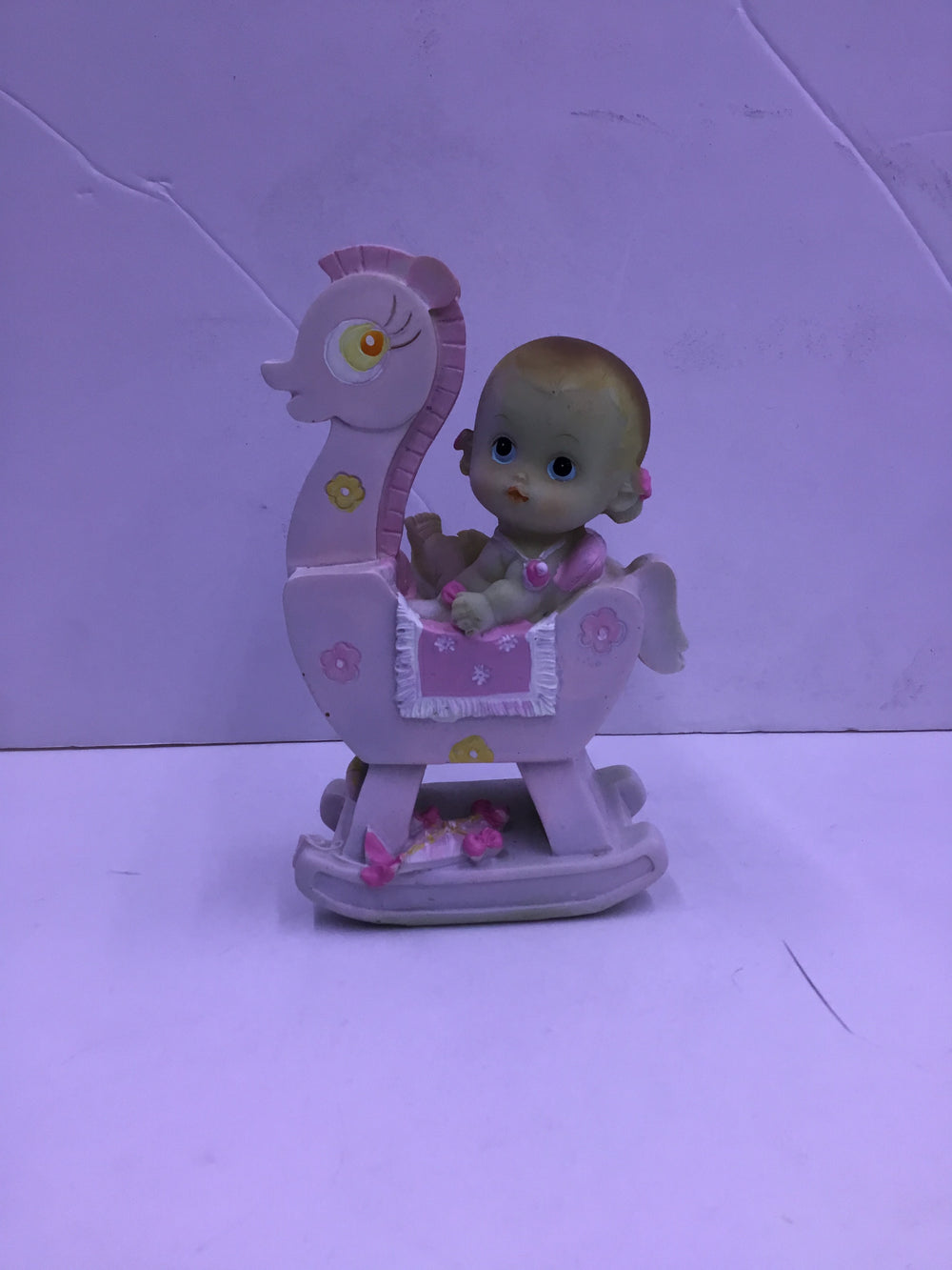 Pink Baby Girl Rocking Horse Figurine