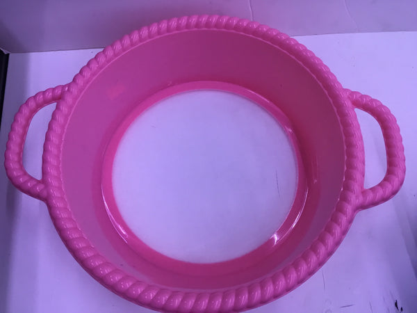 Round Plastic Serving Tray with Handles pink